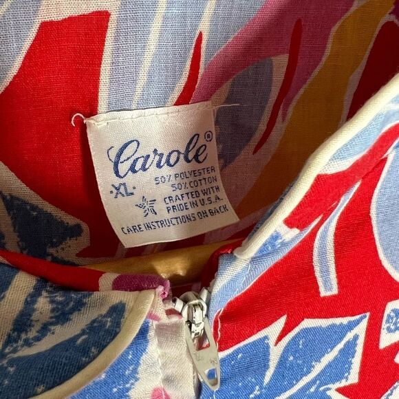 Mrs Roper Party 1960s Tropical Floral Parrot Print Caftan Mumu House Dress Large - Picture 8 of 10